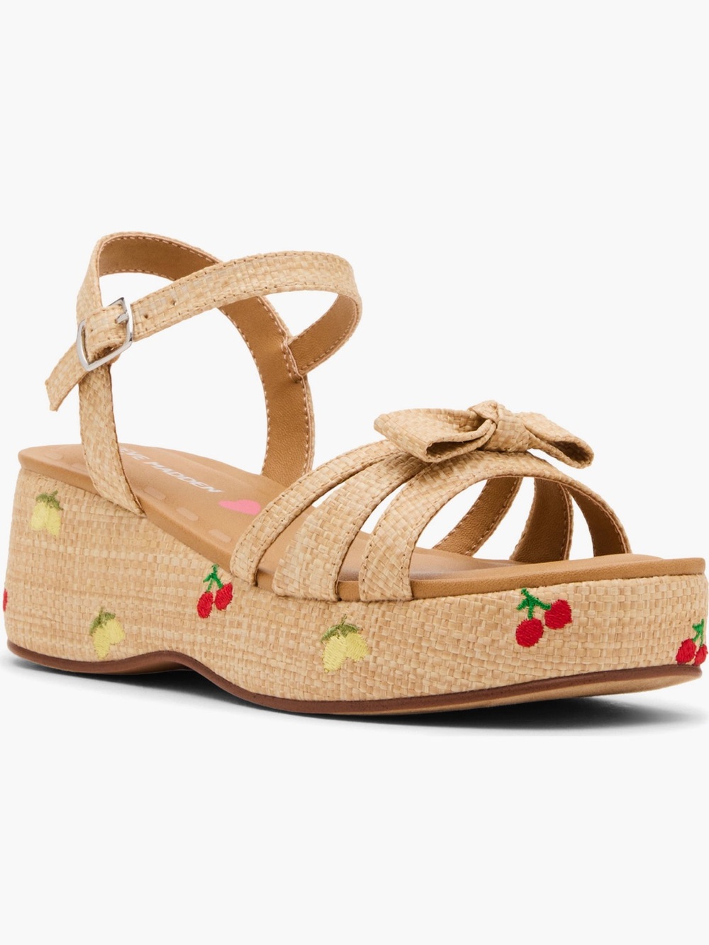 Woven Bow Platform Sandal in Natural